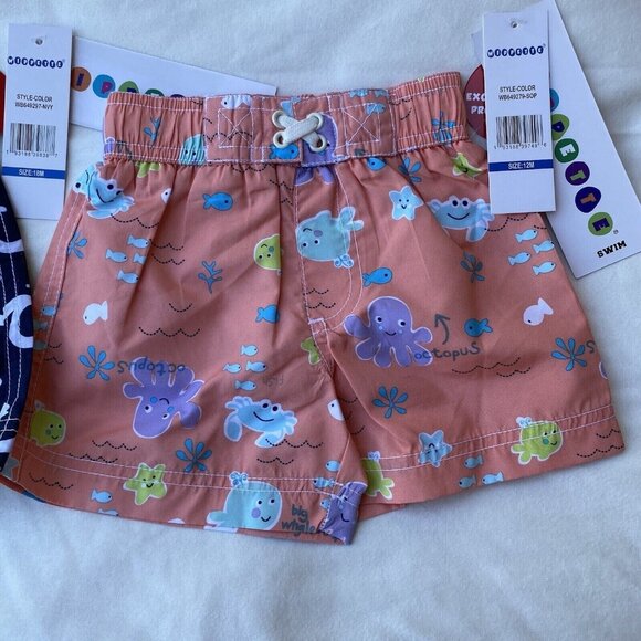 Wippette Bundle of 2 Drawstring Swim Trunks Shorts Boys Sizes 12M-18M Quick Dry - Picture 3 of 16